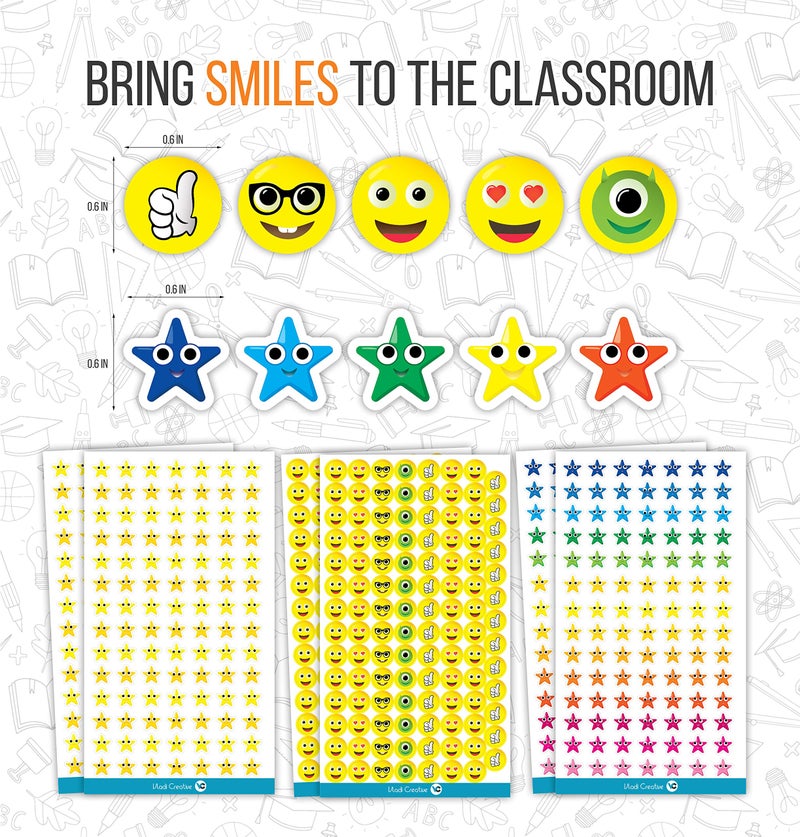 Vladi Creative Teacher Reward Stickers - 1380 Pcs, 22 Sheets of Premium Reward Stickers, Colorful, Fun Designs to Inspire and Motivate Kids & Students, Perfect for Classroom & Homeschool Incentives - Image 4